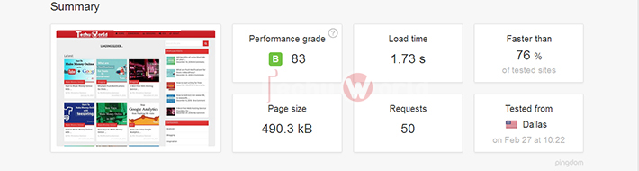 pingdom report for cache enabler best wordPress cache plugin 